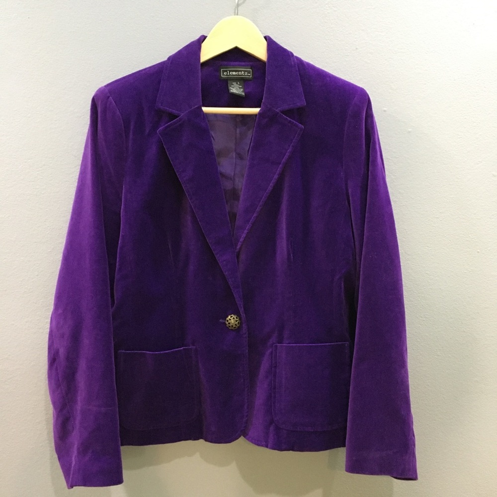 Vintage Royal Purple Velveteen Blazer Jacket